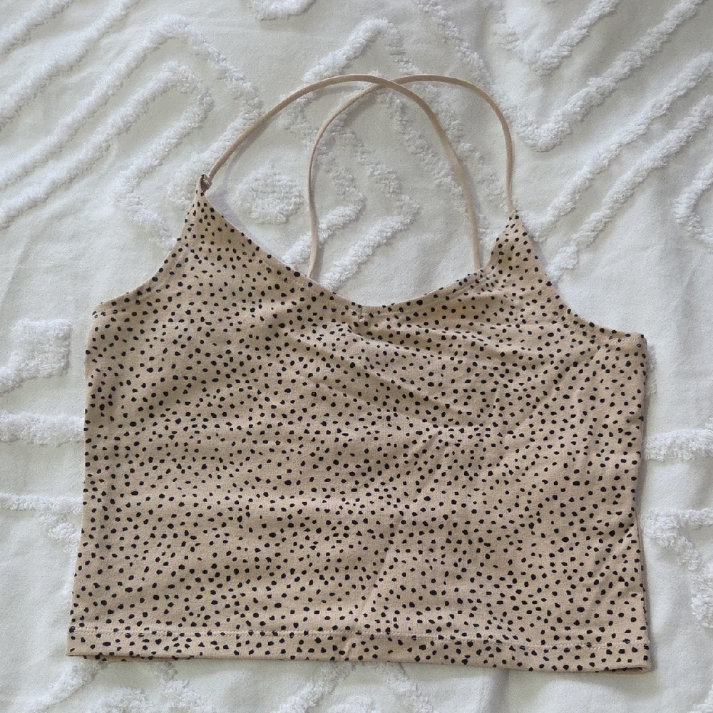 Abercrombie Polka Dot Spaghetti Strap Crop Top - Picture 2 of 6